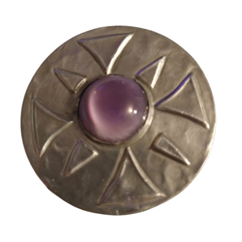 Size S Band Beaten Western tribal Silver Color pewter broach pinch jewelry.